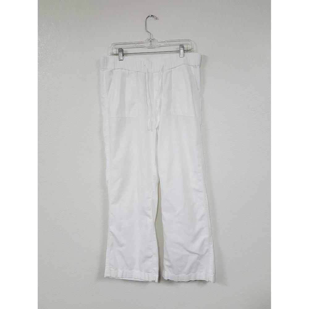 Caslon Sz M Linen Rayon White Straight Leg Boho Pants